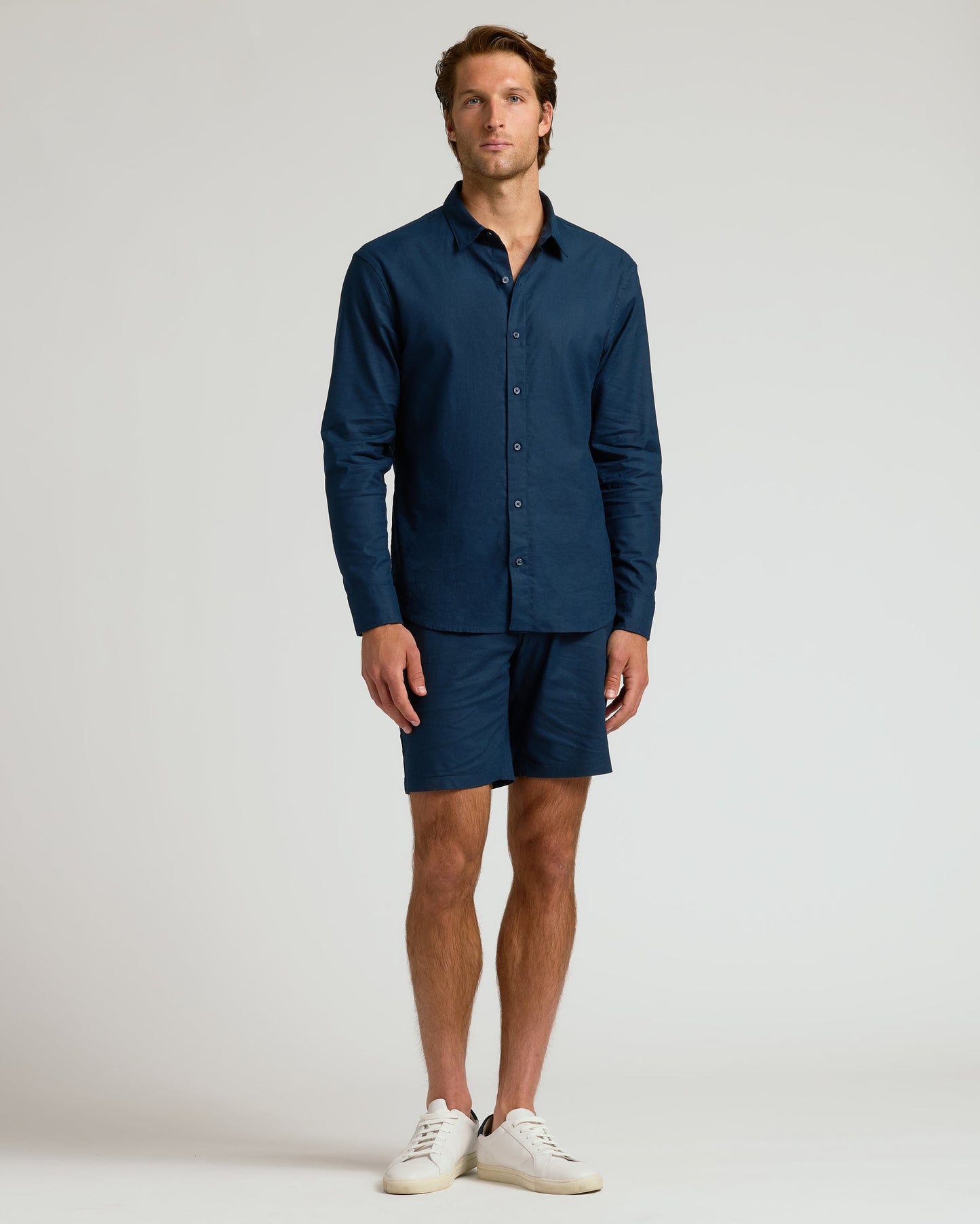 Navy Long Sleeve Linen Shirt
