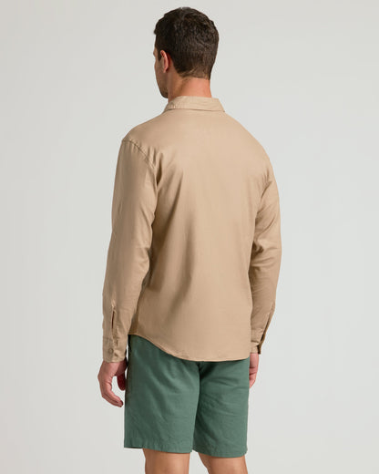 Dusty Taupe Long Sleeve Linen Shirt