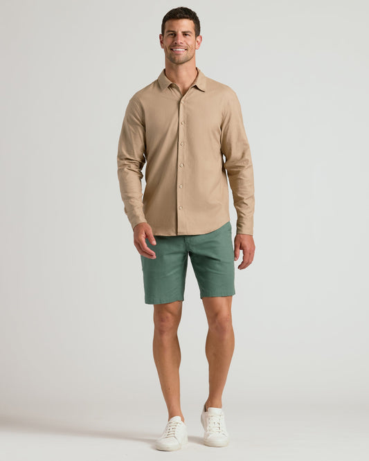 Dusty Taupe Long Sleeve Linen Shirt