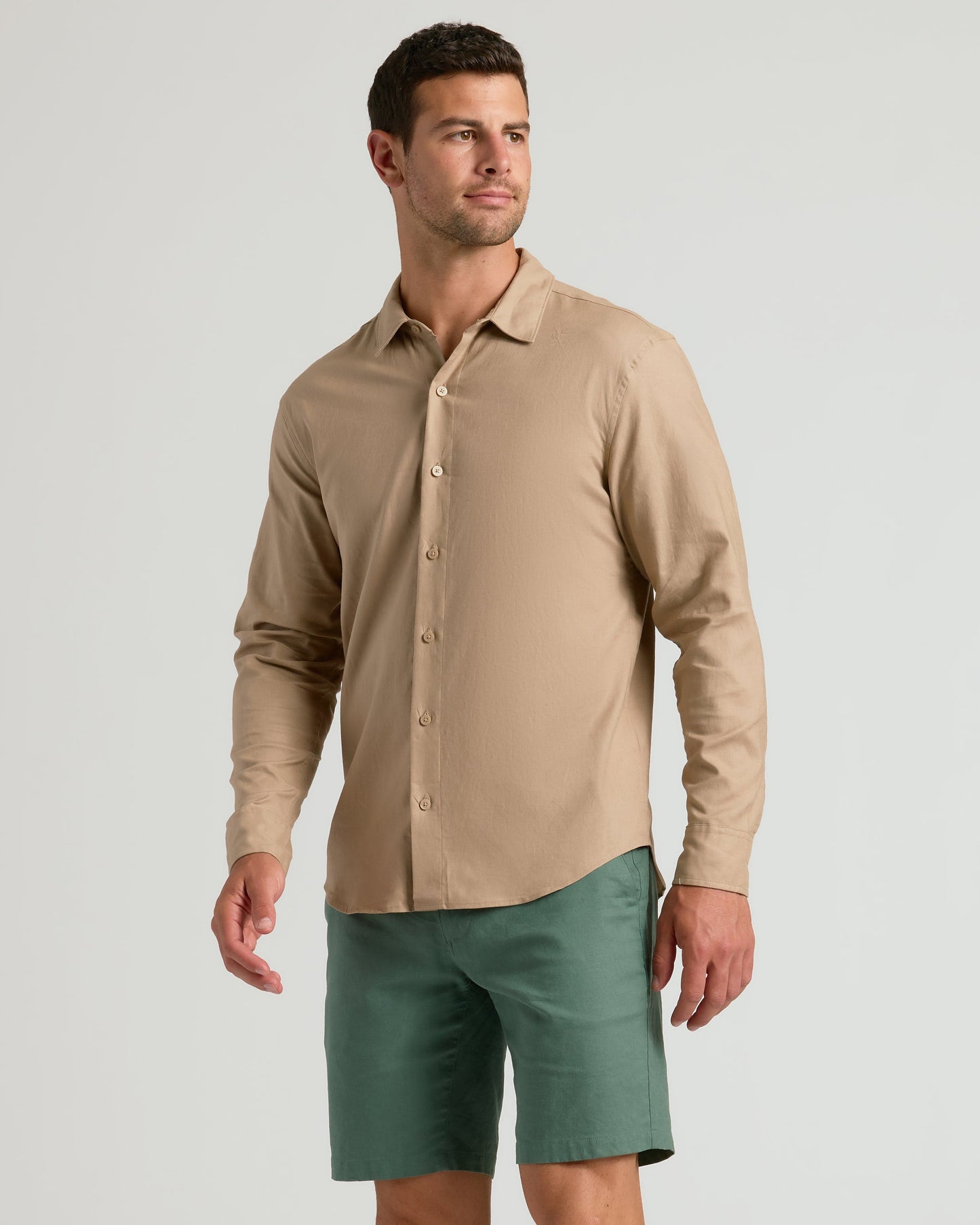 Dusty Taupe & Mossy Oak Long Sleeve Linen Shirt 2-Pack