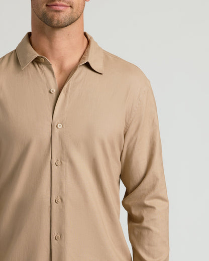 Dusty Taupe Long Sleeve Linen Shirt