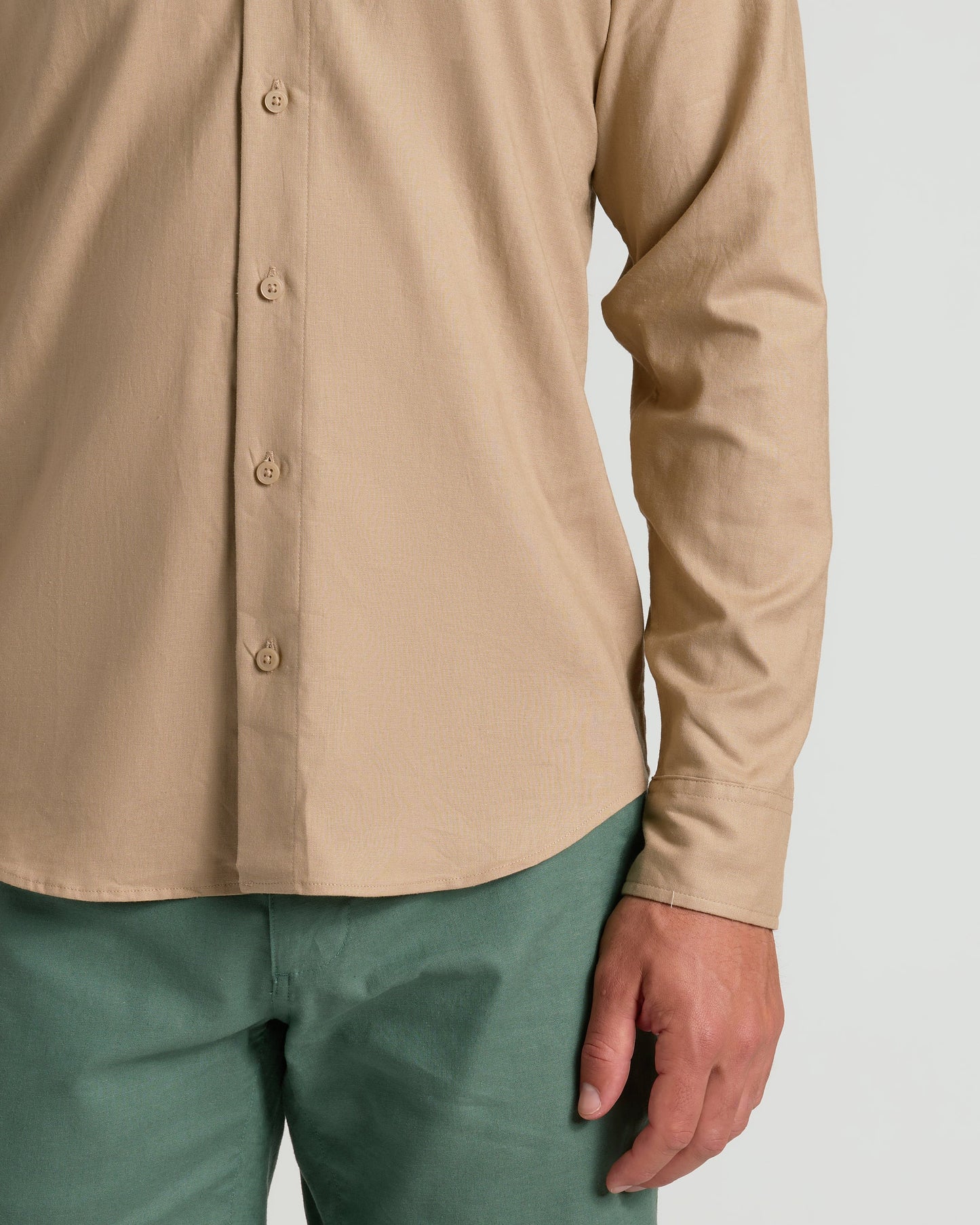 Dusty Taupe Long Sleeve Linen Shirt