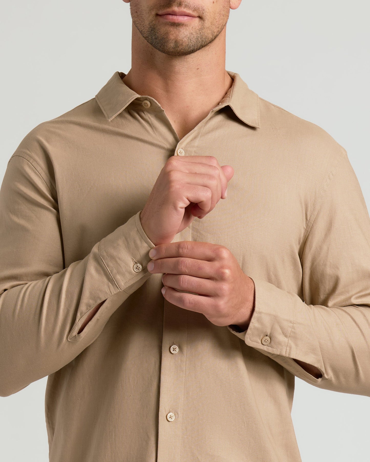 Dusty Taupe Long Sleeve Linen Shirt