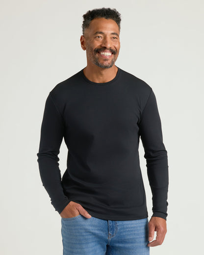 All Black Premium Pima Long Sleeve Crew 7-Pack