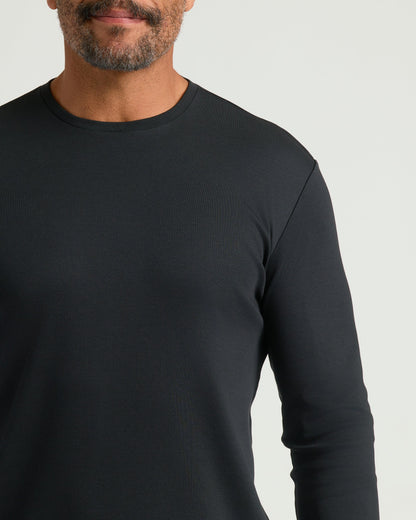 Black Premium Pima Long Sleeve Crew