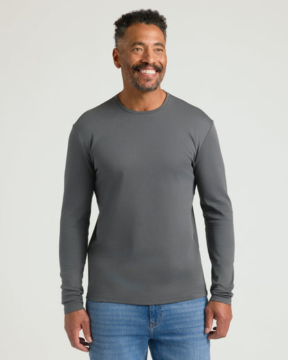 Black & Carbon Premium Pima Long Sleeve Crew 2-Pack
