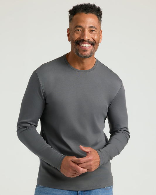 Carbon Premium Pima Long Sleeve Crew