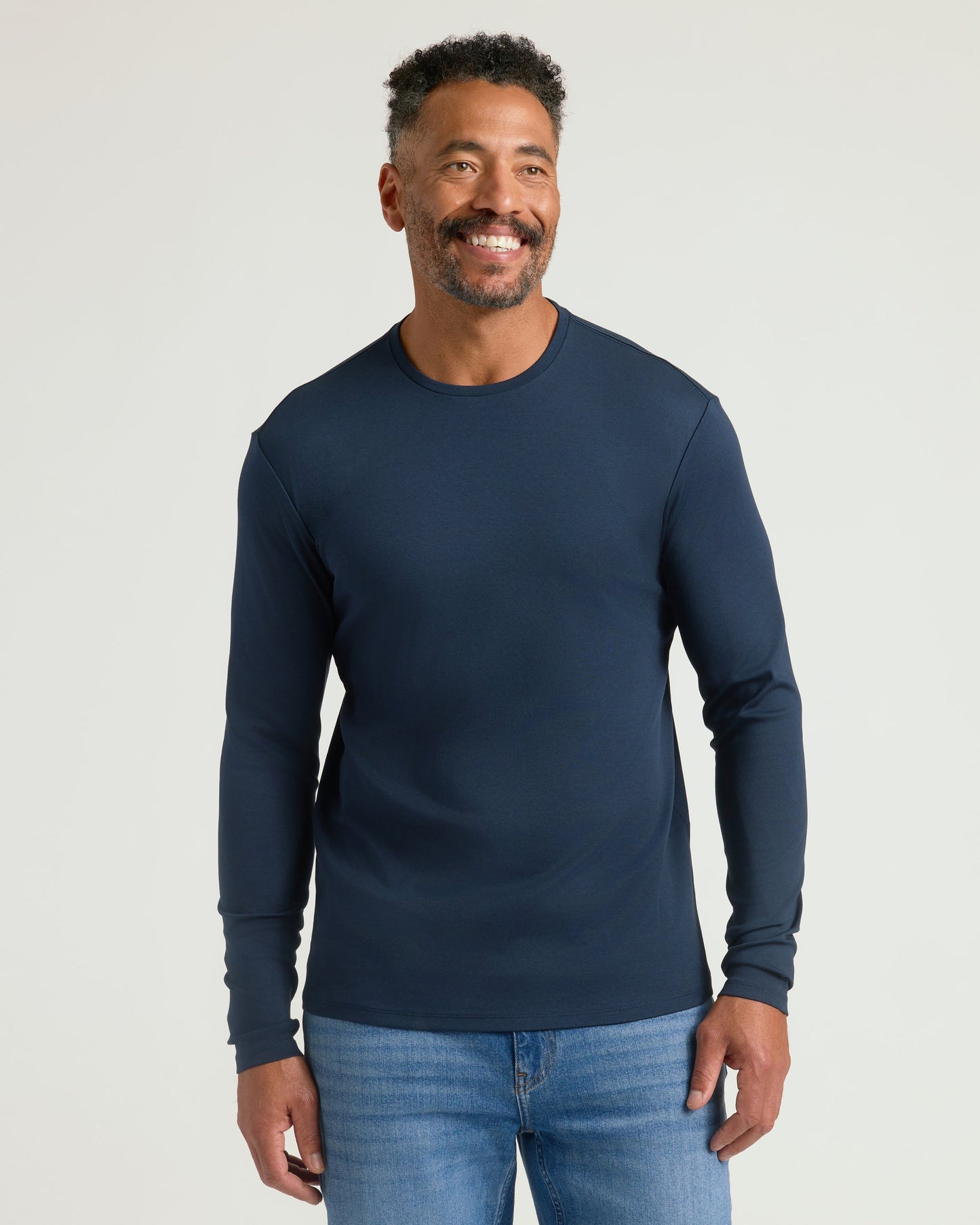 Navy Premium Pima  Long Sleeve Crew