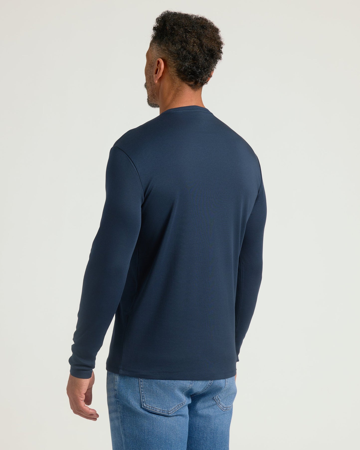 Navy Premium Pima  Long Sleeve Crew