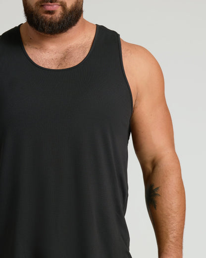 Black Sleeveless Active Mesh Tank