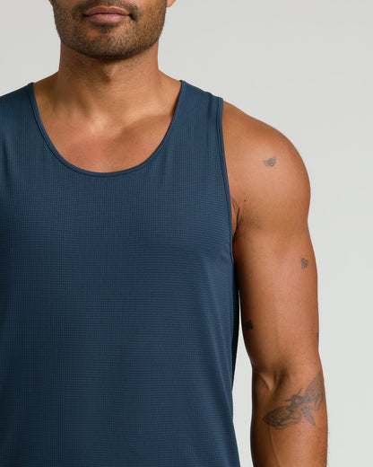 Navy Sleeveless Active Mesh Tank