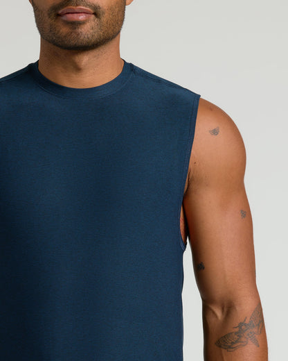 Dark Heather Navy Sleeveless Active Muscle Tee