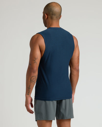 Dark Heather Navy Sleeveless Active Muscle Tee
