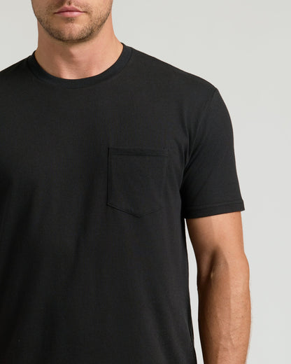 Black Pocket Crew Tee