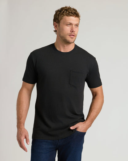 Black Pocket Crew Tee