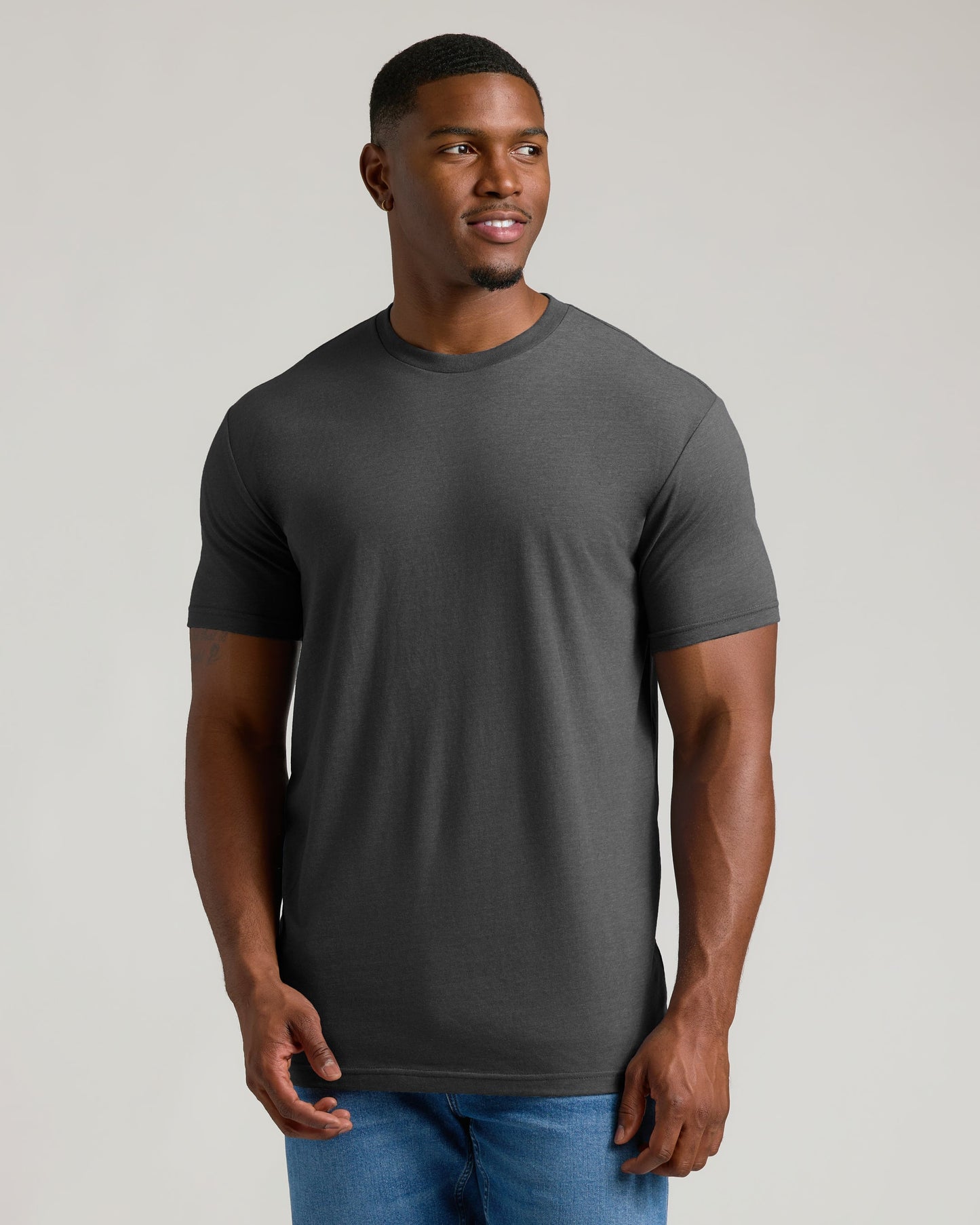 Charcoal Heather Gray Tall Straight Hem Crew Neck T-Shirt
