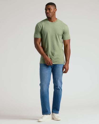 Dark Heather Bay Green Tall Straight Hem Crew Neck T-Shirt