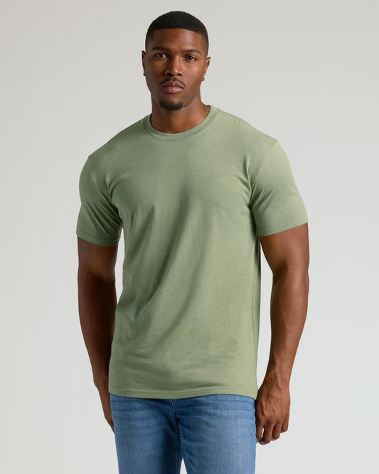 Dark Heather Bay Green Tall Straight Hem Crew Neck T-Shirt
