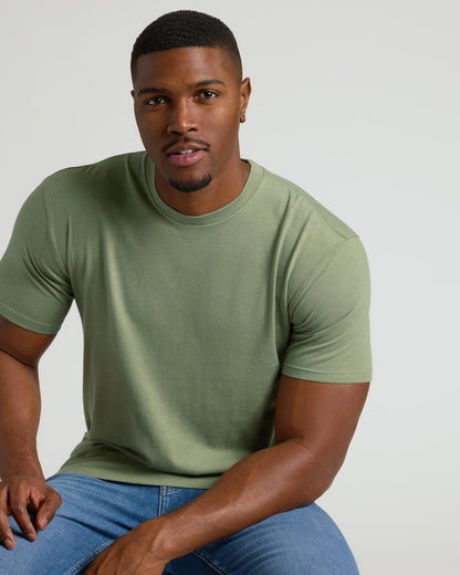 Dark Heather Bay Green Tall Straight Hem Crew Neck T-Shirt