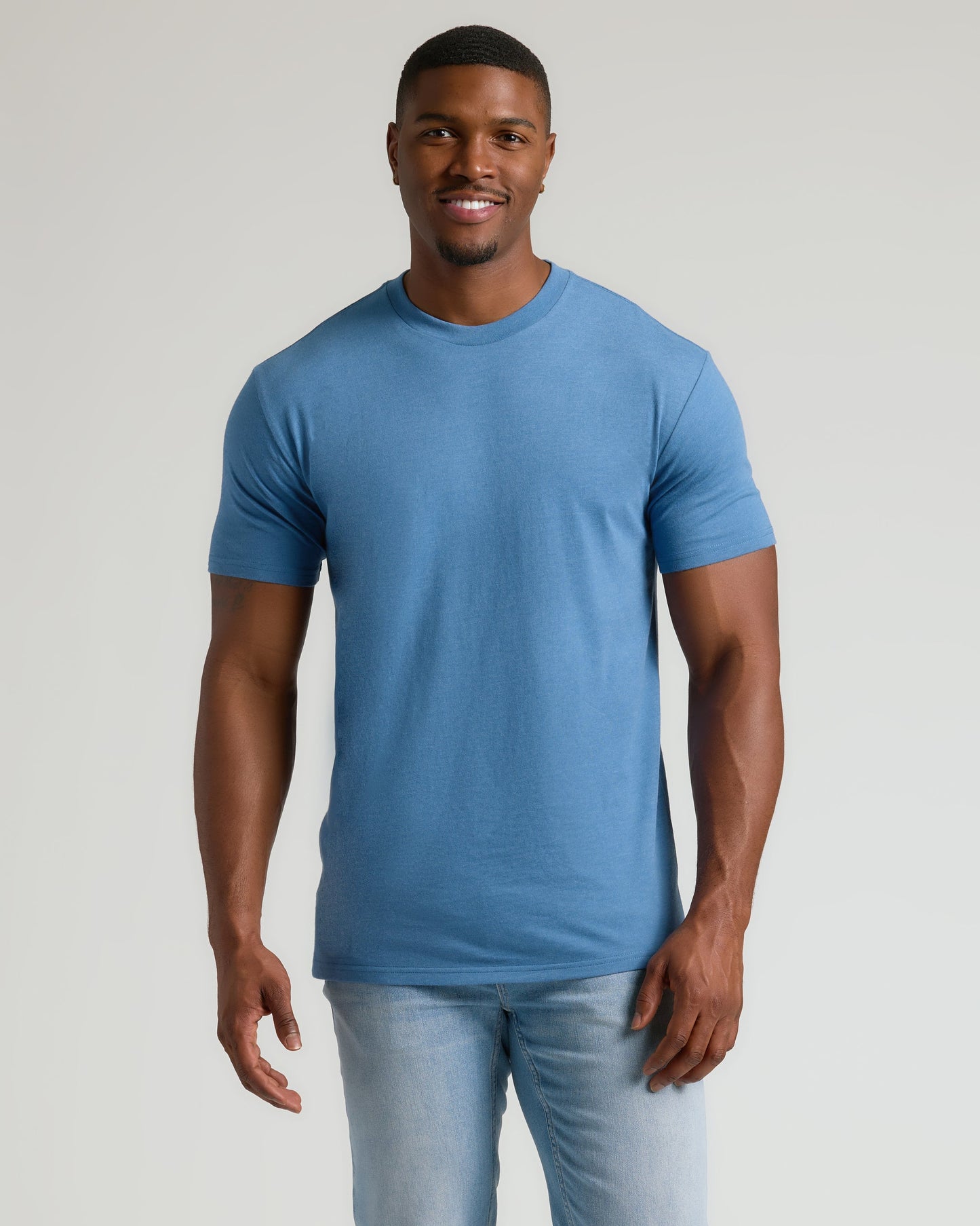 Dark Heather Blue Lake Tall Straight Hem Crew Neck T-Shirt