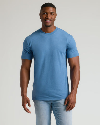 Dark Heather Blue Lake Tall Straight Hem Crew Neck T-Shirt