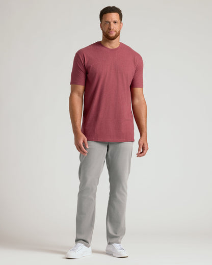 Dark Heather Claret Tall Straight Hem Crew Neck T-Shirt