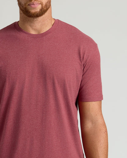 Dark Heather Claret Tall Straight Hem Crew Neck T-Shirt