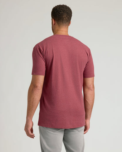 Dark Heather Claret Tall Straight Hem Crew Neck T-Shirt