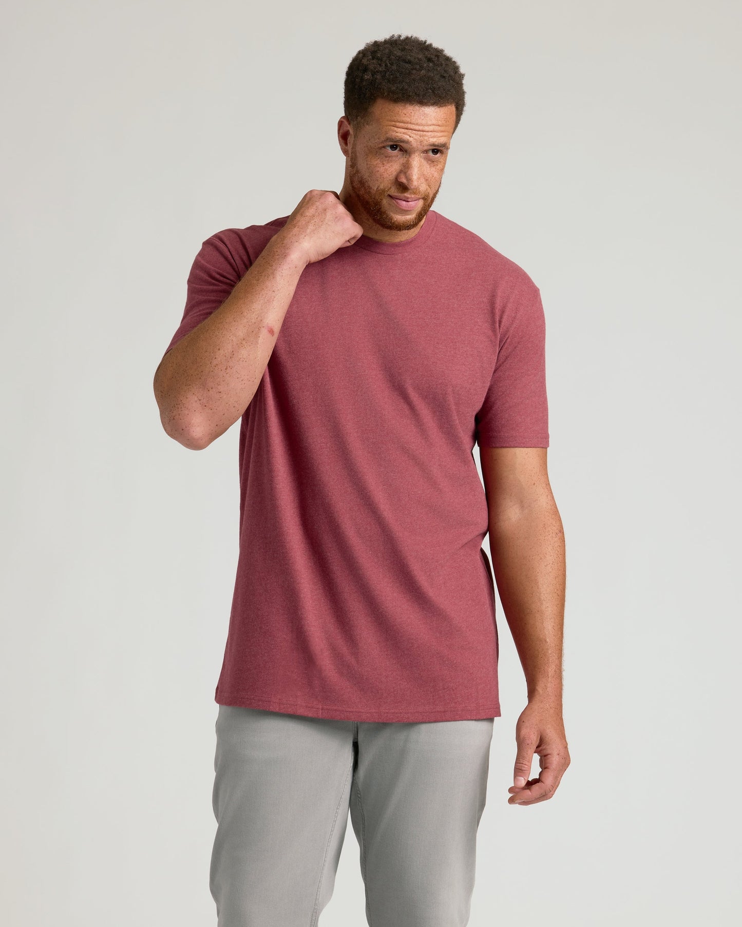 Dark Heather Claret Tall Straight Hem Crew Neck T-Shirt
