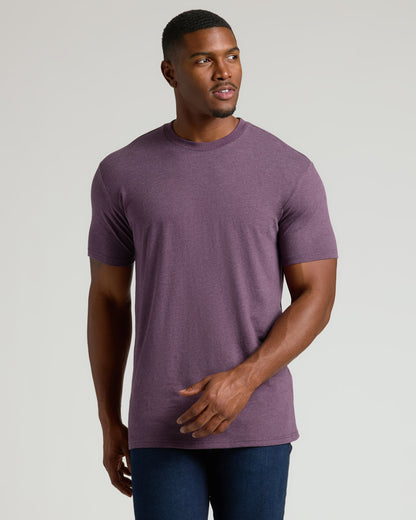 Dark Heather Plum Tall Straight Hem Crew Neck T-Shirt