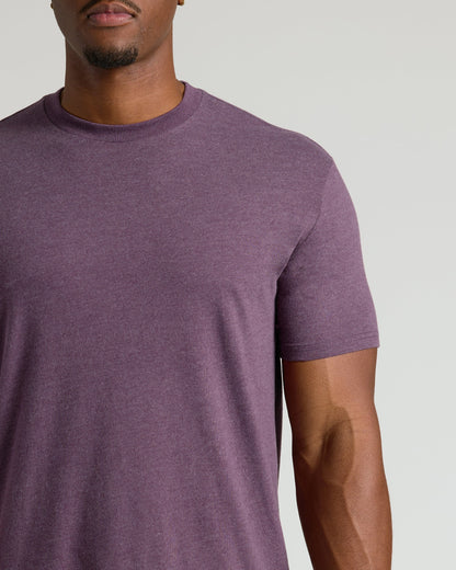 Dark Heather Plum Tall Straight Hem Crew Neck T-Shirt