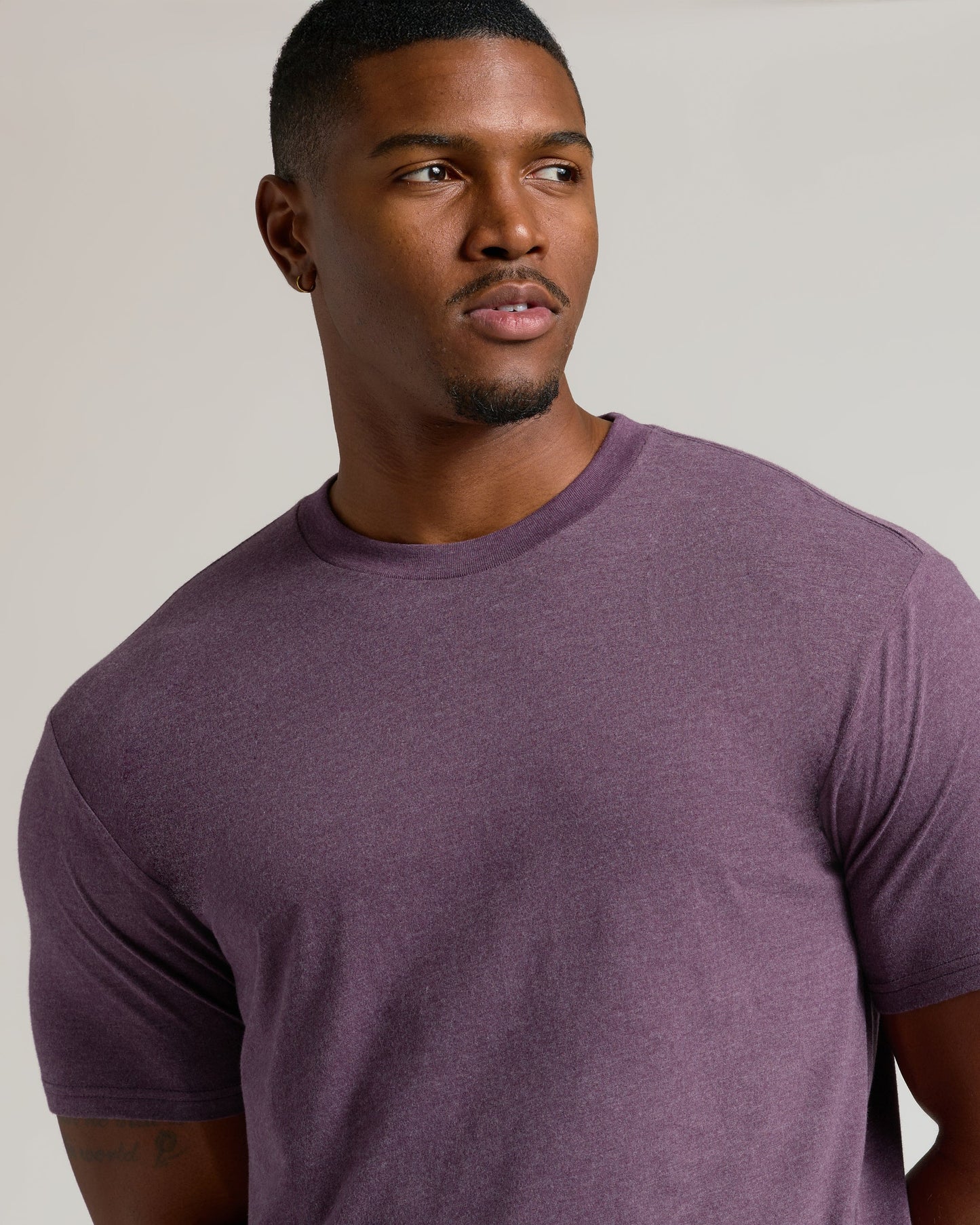 Dark Heather Plum Tall Straight Hem Crew Neck T-Shirt