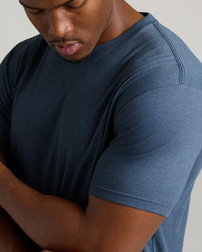 Heather Navy Tall Straight Hem Crew Neck T-Shirt