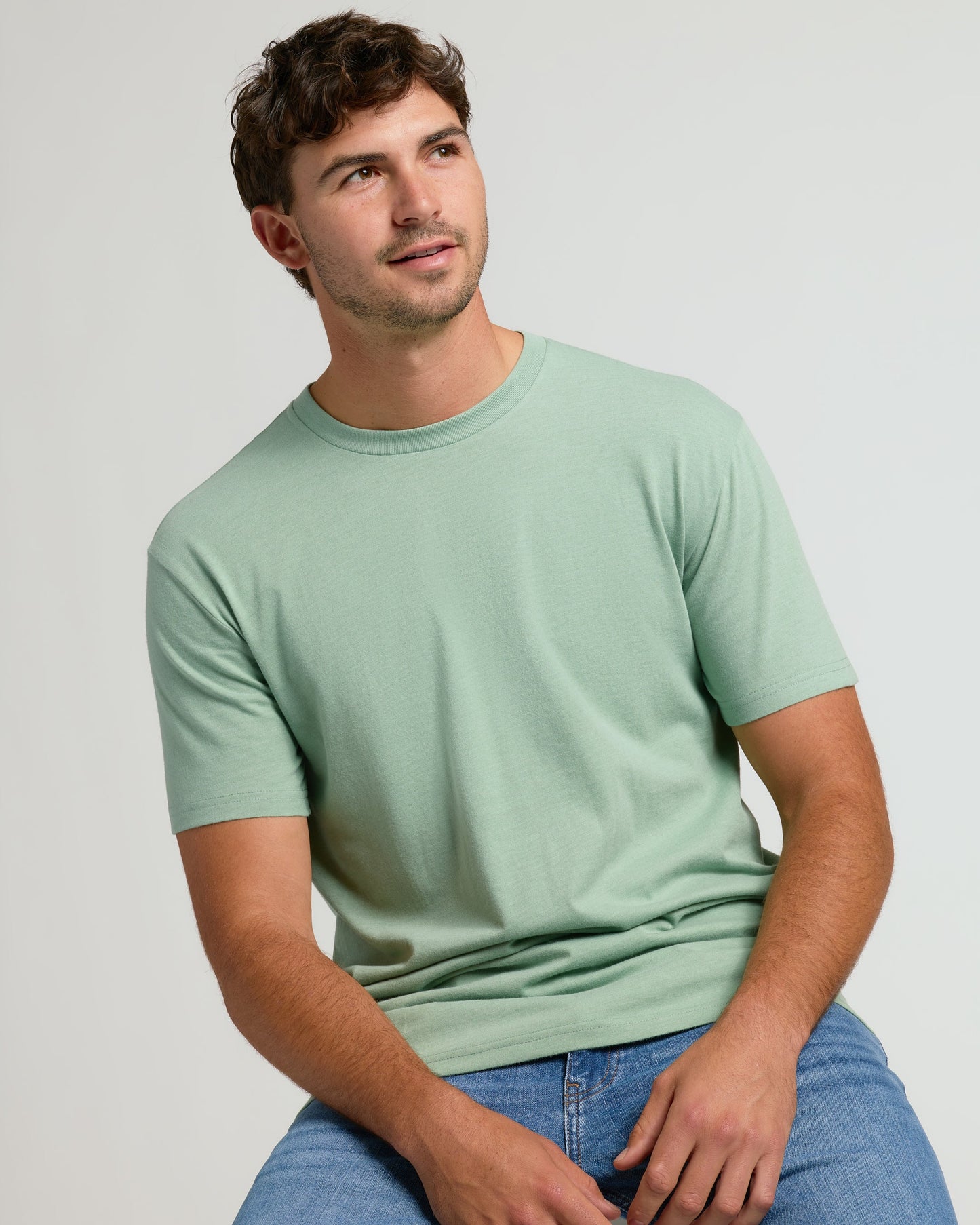 Heather Slate Green Tall Straight Hem Crew Neck T-Shirt