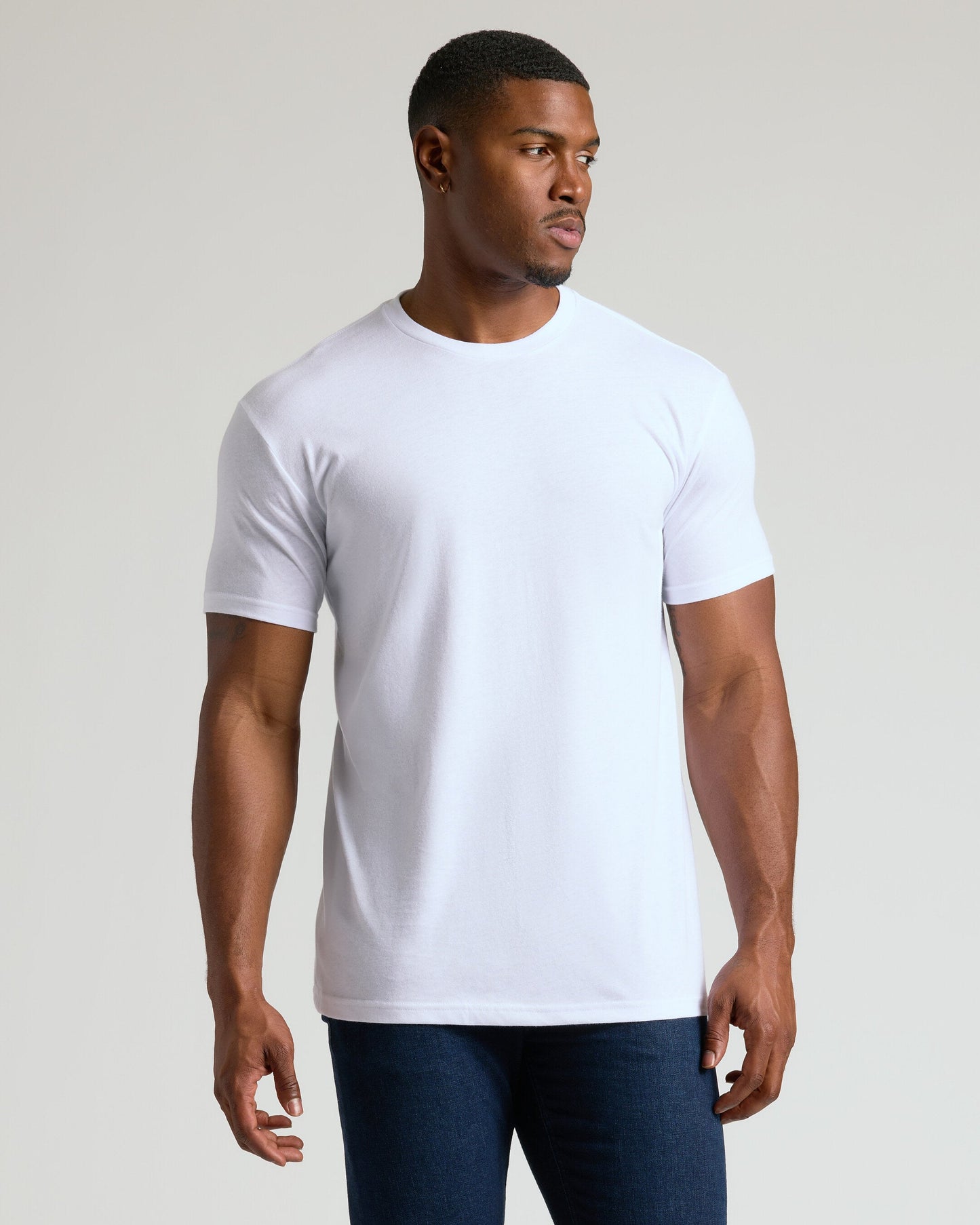 White Tall Straight Hem Crew Neck T-Shirt