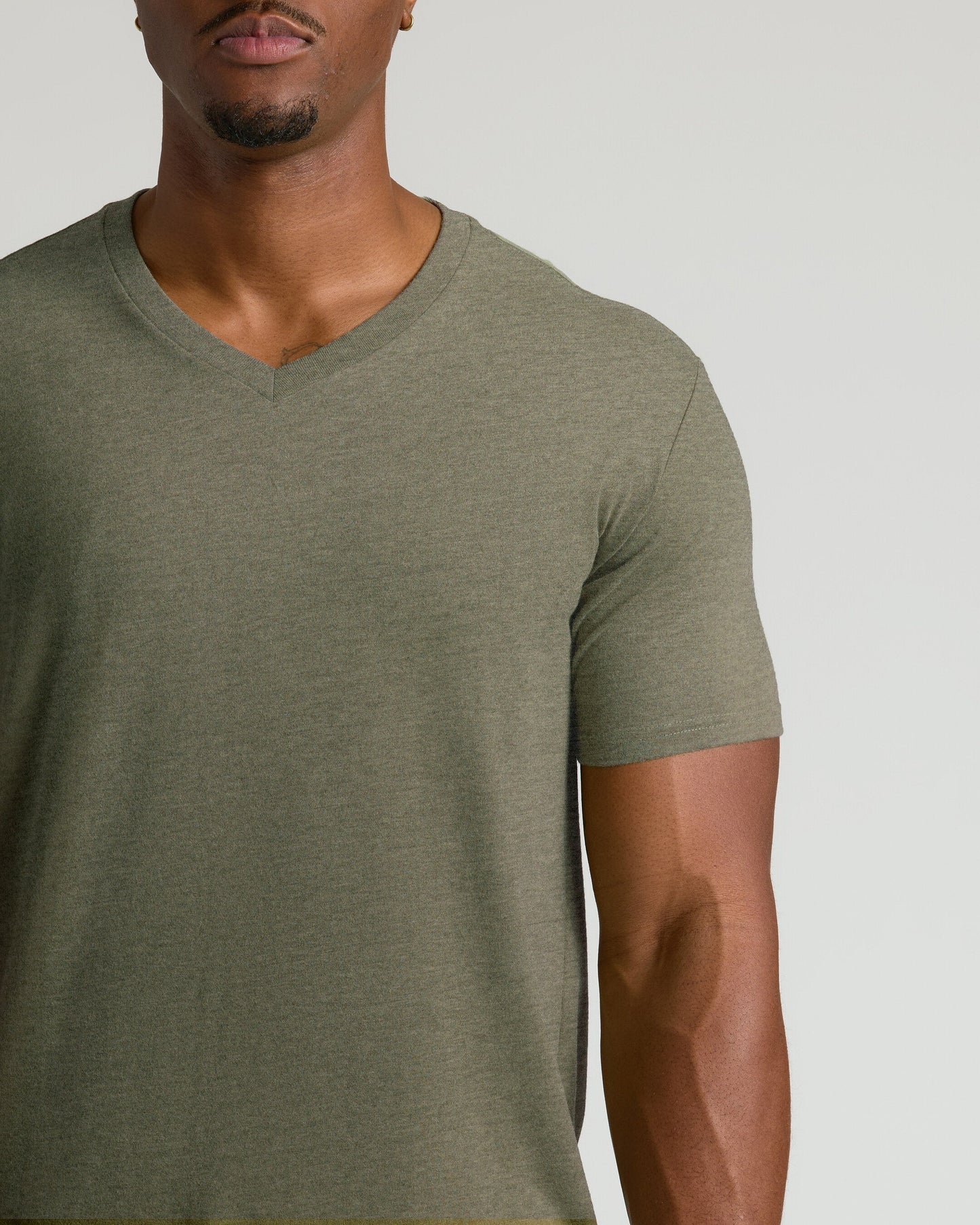 Heather Military Green Tall Short Sleeve Classic V-Neck