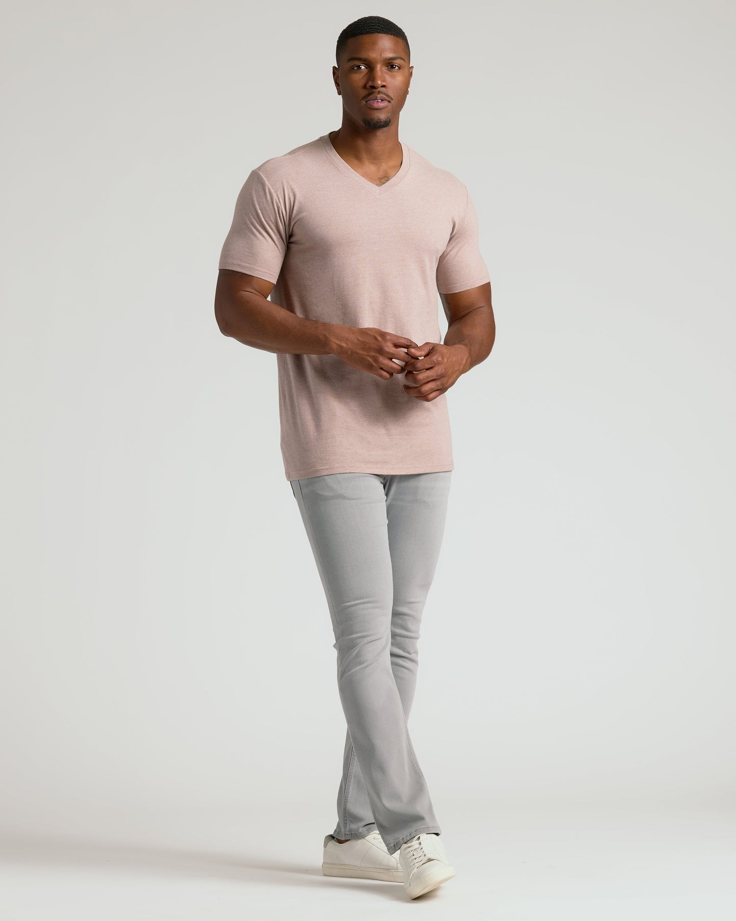 Light Heather Slate Mauve Tall Classic V-Neck