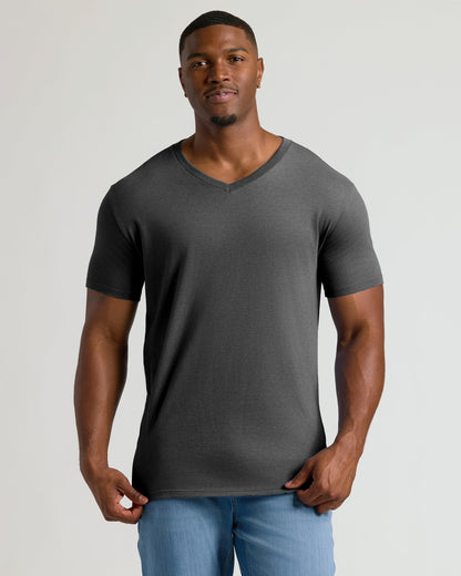 Charcoal Heather Gray Tall Short Sleeve Classic V-Neck