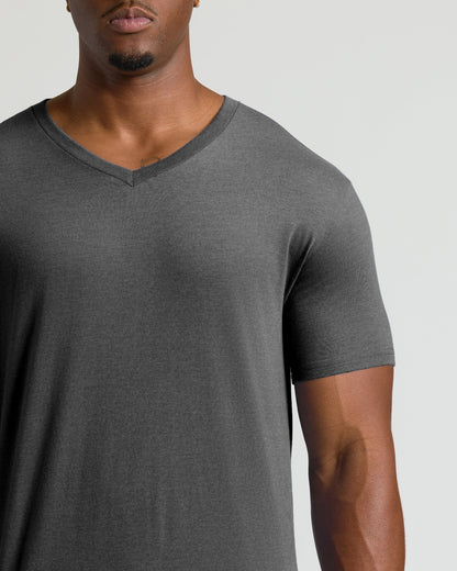 Charcoal Heather Gray Tall Short Sleeve Classic V-Neck