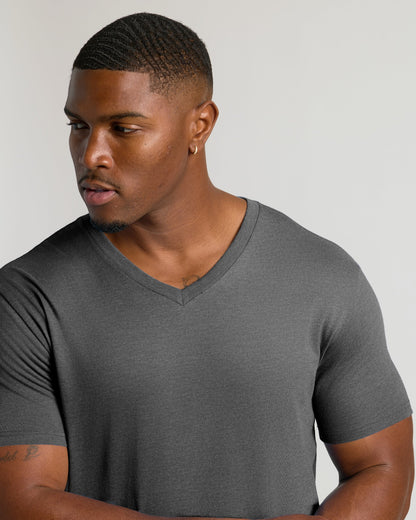 Charcoal Heather Gray Tall Short Sleeve Classic V-Neck