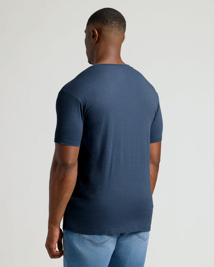 Heather Navy Tall Short Sleeve Classic V-Neck