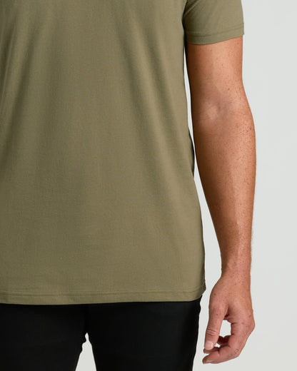 Military Green Tall Short Sleeve Classic V-Neck