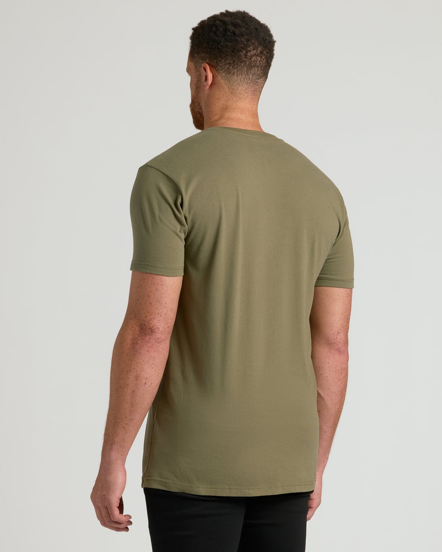 Military Green Tall Short Sleeve Classic V-Neck