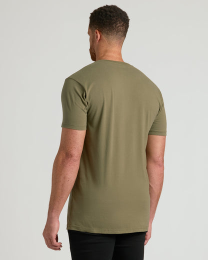 Military Green Tall Short Sleeve Classic V-Neck