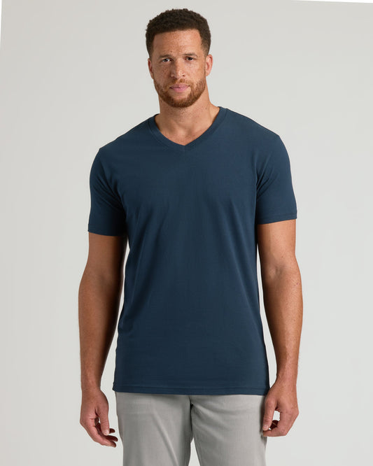 Navy Tall Short Sleeve V-Neck