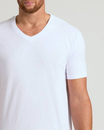White Tall Short Sleeve Classic V-Neck