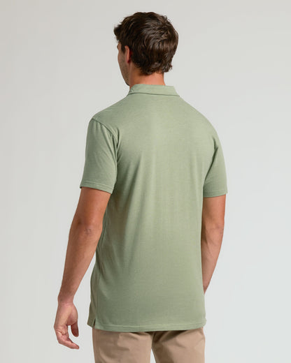 Dark Heather Bay Green Short Sleeve Tall Polo