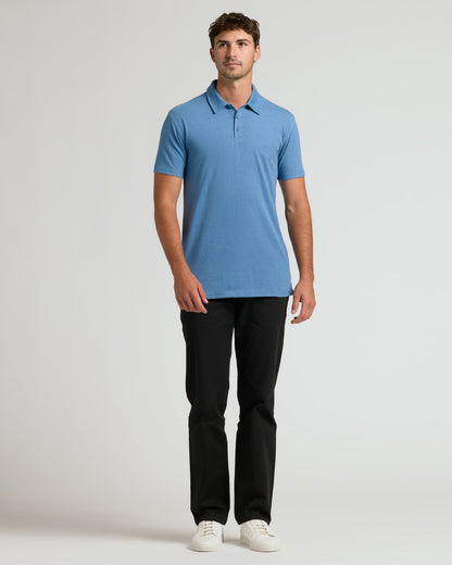 Dark Heather Blue Lake Short Sleeve Tall Polo