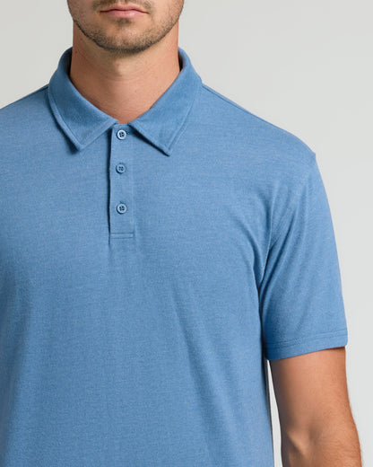 Dark Heather Blue Lake Short Sleeve Tall Polo