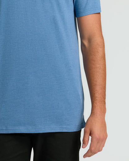 Dark Heather Blue Lake Short Sleeve Tall Polo